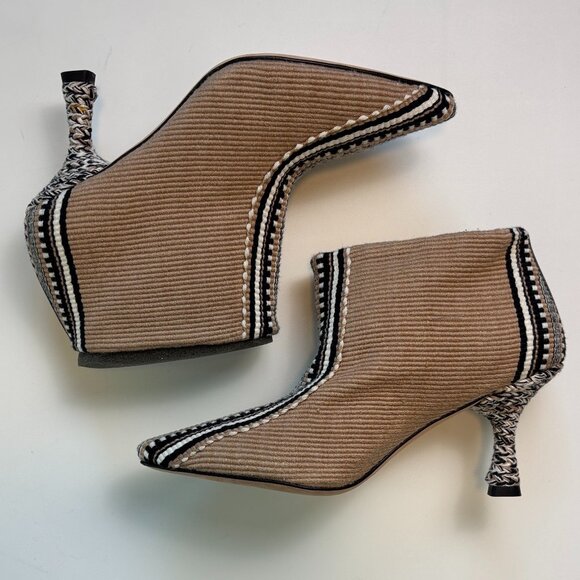 Amambaih INMA Spain Woven Ankle Boots 37 Sculptural Heel Boho - Picture 2 of 7